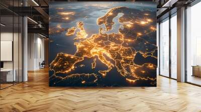 Europe at Night - A Stunning View of City Lights Wall mural