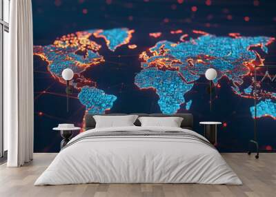 Global Network Connection -  Connecting the World with Technology Wall mural