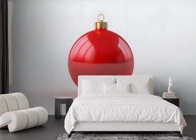 Red Christmas Ornament Isolated on White Background Wall mural