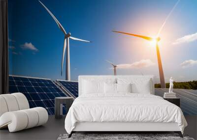 Sustainable Energy Solution: Wind and Solar Power Working Together Wall mural