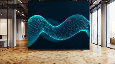 Technology flow grid blend curve wave line digital isolated energy, music dynamic gradient thin digital line. technical flowing web science tech geometric concept lines design. Wall mural