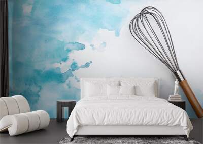 Whisk on watercolor splash, white isolate background ,copy space for design Wall mural