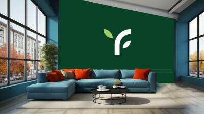 abstract logo style combination letter F and leaf Wall mural