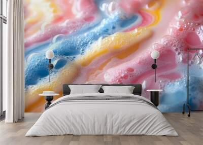 Abstract background, soapy mix of pastel colors, summer cheerful palette. Wall mural