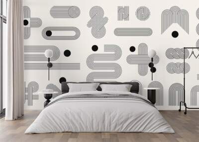 geometric stripy pattern, design line art shape. vector linear clipart, editable stroke Wall mural