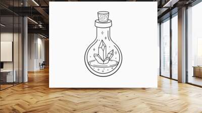 Magic crystal bottle. Witch and magic symbol, monochrome vector illustration, isolated on white background Wall mural