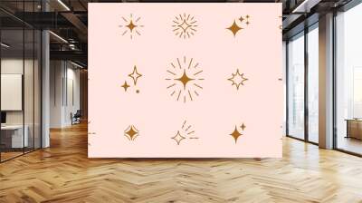 Stars line art icon. Vector four-pointed star for logo, social media stories Wall mural