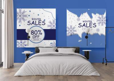 Winter Sale banner With Snowflake And Glitter Background With Gradient Mesh, Vector Illustration Wall mural