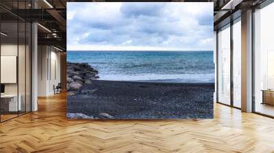 view of the sea and the sky full of clouds, waiting for the storm in Lavagna, Genoa, Italy Wall mural