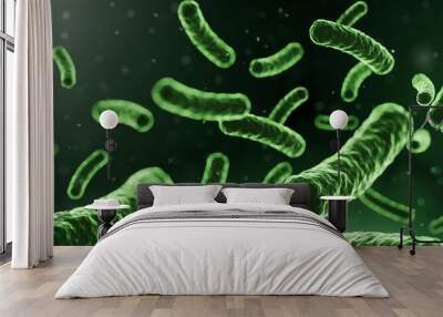 micro probiotic lactobacillus green microorganism realistic style. medical, healthcare and scientifi Wall mural