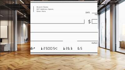 Bank check, vector blank money cheque, checkbook template with guilloche pattern and fields. Currency payment coupon, money check background Wall mural