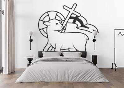 Christian illustration. The Lamb of God who takes away the sin of the whole world. Wall mural