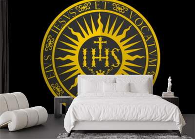 Christian symbols. Illustration of the Jesuit Order. The Society of Jesus is a religious order of the Catholic Church headquartered in Rome. Wall mural