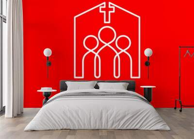 Church logo and biblical symbols. The unity of believers in Jesus Christ, the worship of God, participation in the evening of the Lord and the reading of the Holy Scriptures. Wall mural