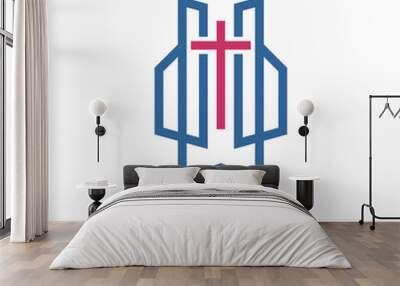 Church logo. Christian symbols. Cross of the Lord and Savior Jesus Christ. Wall mural