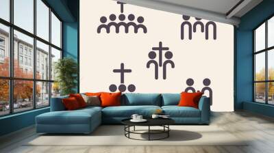 Set of church logo. Christian fellowship icon Wall mural