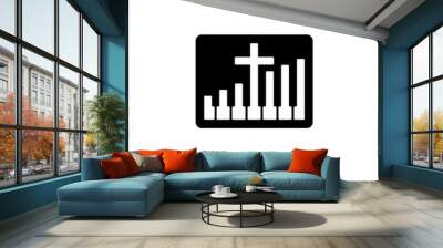 Worship logo. Cristian symbols. Cross and piano keys Wall mural