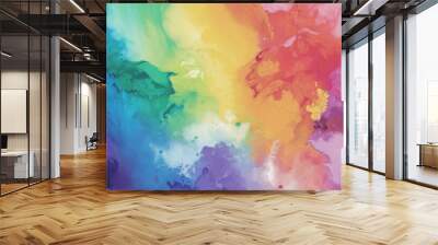 Rainbow abstract in watercolor Wall mural