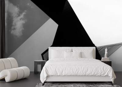 abstract modern black and white architecture abstract with sky banner background Wall mural