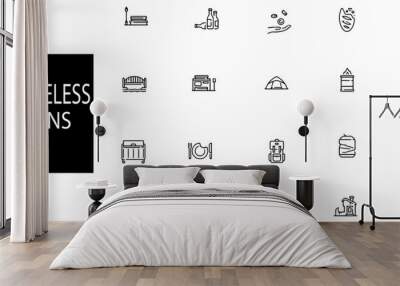 Set of 40 outline Homeless icons.Homeless line icons set.Vector illustration.
 Wall mural