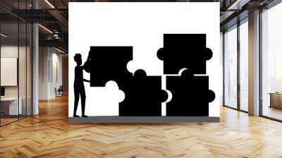 Silhouette Illustration of vector graphic cartoon character of the business team Wall mural