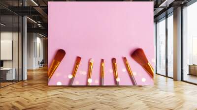 Photography from above of set of makeup brushes,negative space for text or design. Wall mural