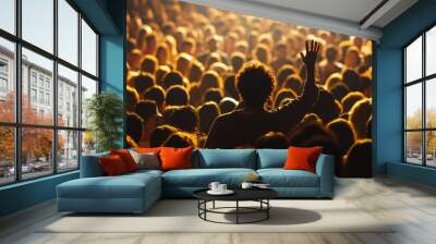 Abstract Jesus Preaching to Crowd: Embracing Faith and Inclusion in a Cinematic Marketing Background. Christian Religious Culture and Freedom for 4K Wallpapers and Promotional Campaigns. Wall mural