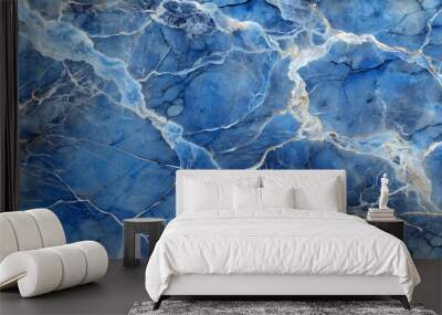 blue marble abstact little white crack modern style texture seamless Wall mural