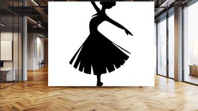 Ballerina vector icon in flat style black color silhouette, white background Wall mural