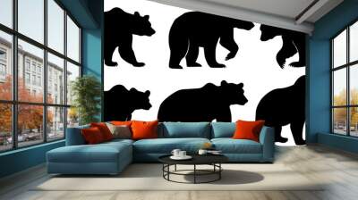 Bear vector silhouette group of set illustration Wall mural