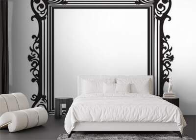 This is Floral Flower Frame Design, Frame Design Vector illustration, Frame Vector silhouette black color. Wall mural