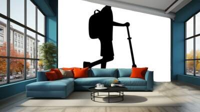 Two wheeled Kick scooter with Raider vector silhouette, black color silhouette, white background Wall mural