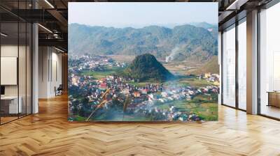 valley with town at ha giang, viet nam Wall mural