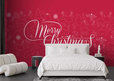 Vintage Christmas Card. Merry Christmas lettering Wall mural