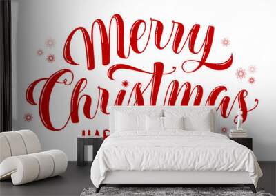 merry christmas and happy new year text, lettering for greeting cards, banners, posters, isolated ve Wall mural