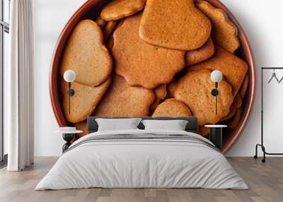 Bowl of christmas cookies from above Wall mural