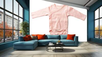 Pink baby girl's bodysuit isolated on white Wall mural