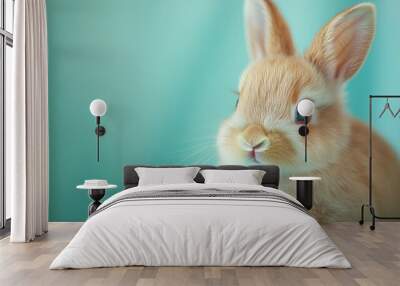 A cute, fluffy rabbit with a soft focus background. Wall mural