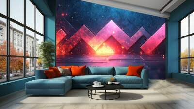 Abstract futuristic background with glowing red and blue lights. Wall mural