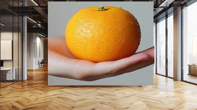 Fresh Orange in Hand Wall mural