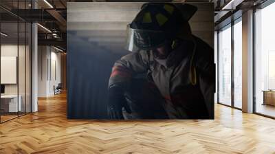 Fire fighter emotionally upset after finding something - ptsd Wall mural