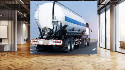 Gas Truck on highway road with tank oil container, transportation concept.,import,export logistic industrial Wall mural