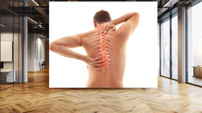 Back pain, male body torso back view, human spine illustration Wall mural