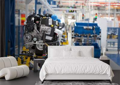 car engine assembled on the factory production line Wall mural