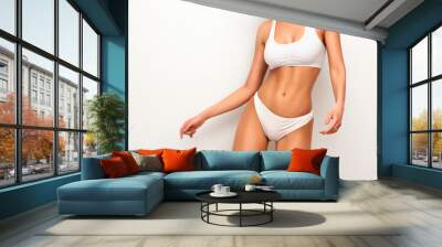 Hot woman body in white lingerie, latina beauty  Wall mural