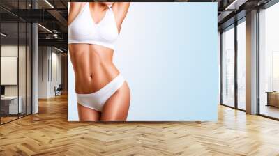 Woman beauty, body care. Slender line of a beauty young body in underwear. Wall mural