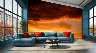 Dramatic sunset colorful red and orange sky over and cloud background multicolor evening sky Wall mural