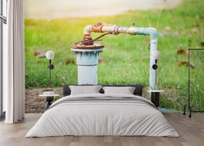 Groundwater well with pvc pipe and system electric deep well submersible pump water Wall mural