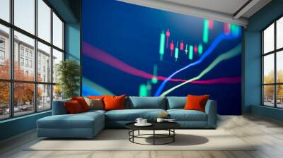 Stock market digital graph chart business indicator stock exchange trading analysis investment financial on display crisis stock crash down and grow up gain and profits financial impact or forex graph Wall mural