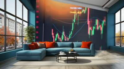 Trading crypto currency technical price candlestick with indicator on chart screen, Stock trad graphic design for financial investment trade, Forex graph business or Stock graph chart market exchange Wall mural